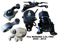 9L1316M 6pc Motor Mounts fit FWD 2009 - 2014 Nissan Murano 3.5L Engine A/T Trans
