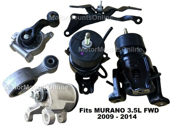 9L1316M 6pc Motor Mounts fit FWD 2009 - 2014 Nissan Murano 3.5L Engine A/T Trans