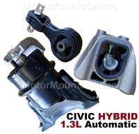 9M1561 3pc Motor Mounts fit 1.3L HYBRID 2006 - 2011 Honda Civic AUTO Trans Mount