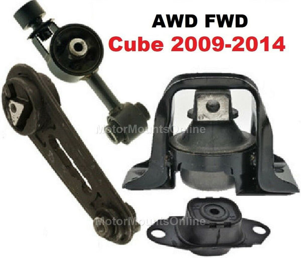 9R1302 4pc Motor Mounts Fit AWD FWD 2009 - 2014 Nissan Cube Engine Auto Trans