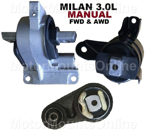 9R3150 3pc Motor Mounts fit AWD FWD 3.0L 2010 2011 Mercury Milan MANUAL Trans