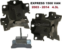 9R3161 3pc Motor Mounts fit 4.3L RWD VAN 2003 - 14 Chevy Express 1500 GMC SAVANA