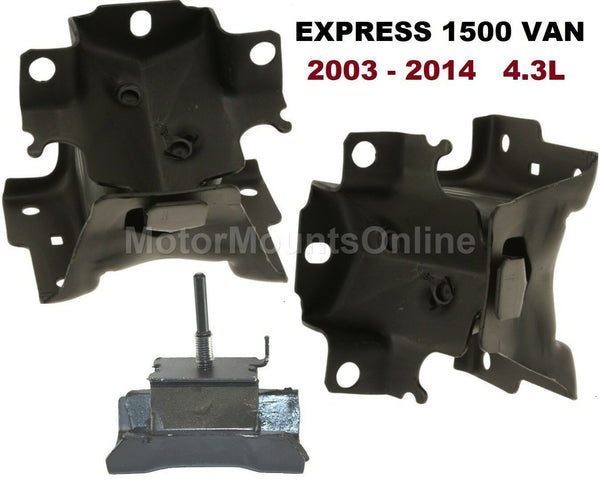 9R3161 3pc Motor Mounts fit 4.3L RWD VAN 2003 - 14 Chevy Express 1500 GMC SAVANA