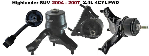 9M1226 4pc Motor Mounts fit 2.4L 2004 - 2007 FWD AUTO Manual Toyota Highlander