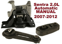 9M1305 3pc Motor Mounts fit 2007 - 12 Nissan Sentra 2.0L Engine A/T MANUAL Trans