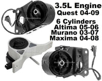 9M1308 3pc Motor Mounts fit 3.5L Engine Nissan Altima 04 -08 Maxima Quest Murano