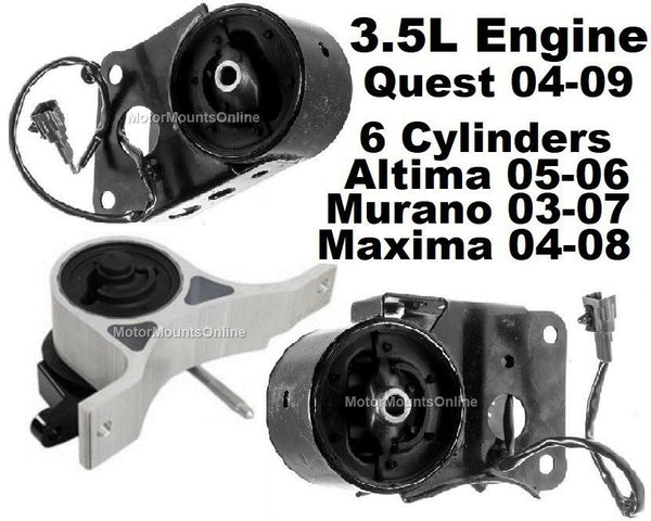 9M1308 3pc Motor Mounts fit 3.5L Engine Nissan Altima 04 -08 Maxima Quest Murano